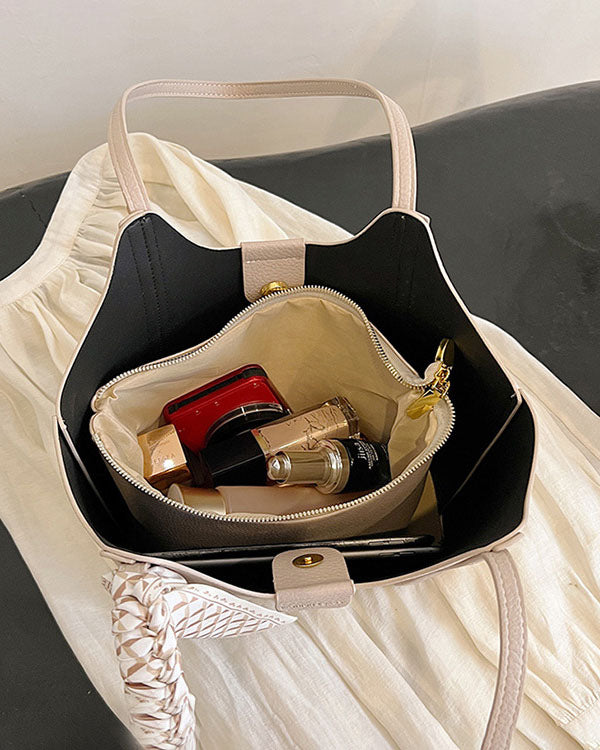 Bolso Tipo Cubo con Lazo Decorativo – Interior con bolsa y Cierre Magnético