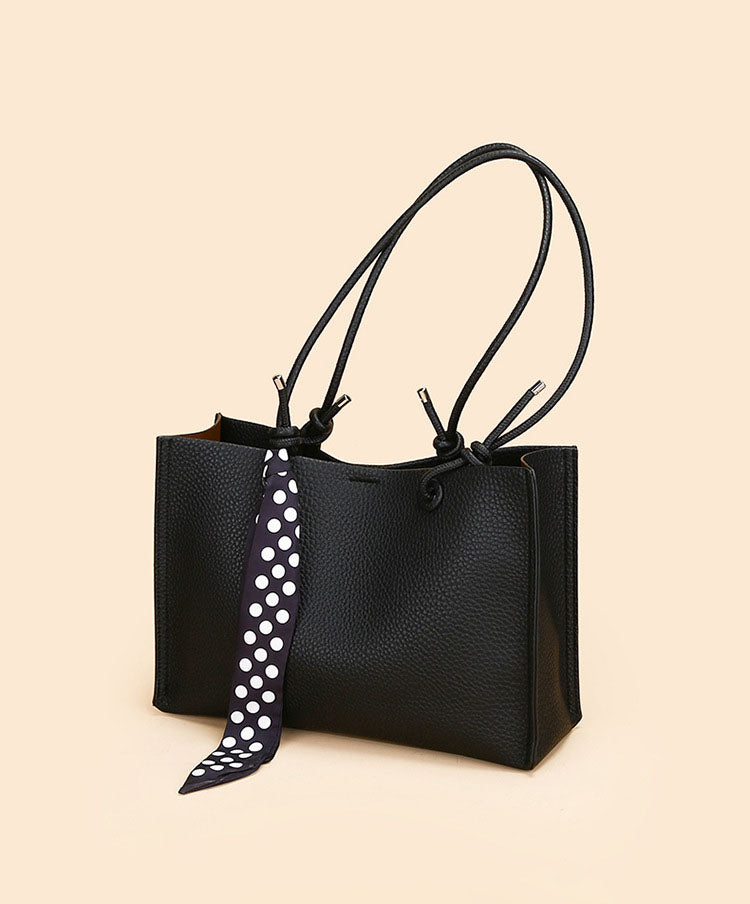 Cartera Tipo Tote de Asas Largas con Pañuelo Decorativo y Estuche Interno removible – Diseño Texturizado y Práctico