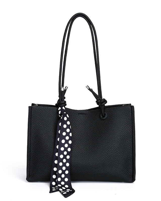 Cartera Tipo Tote de Asas Largas con Pañuelo Decorativo y Estuche Interno removible – Diseño Texturizado y Práctico