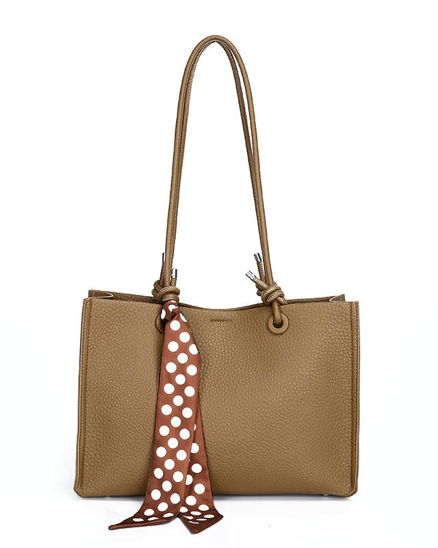 Cartera Tipo Tote de Asas Largas con Pañuelo Decorativo y Estuche Interno removible – Diseño Texturizado y Práctico