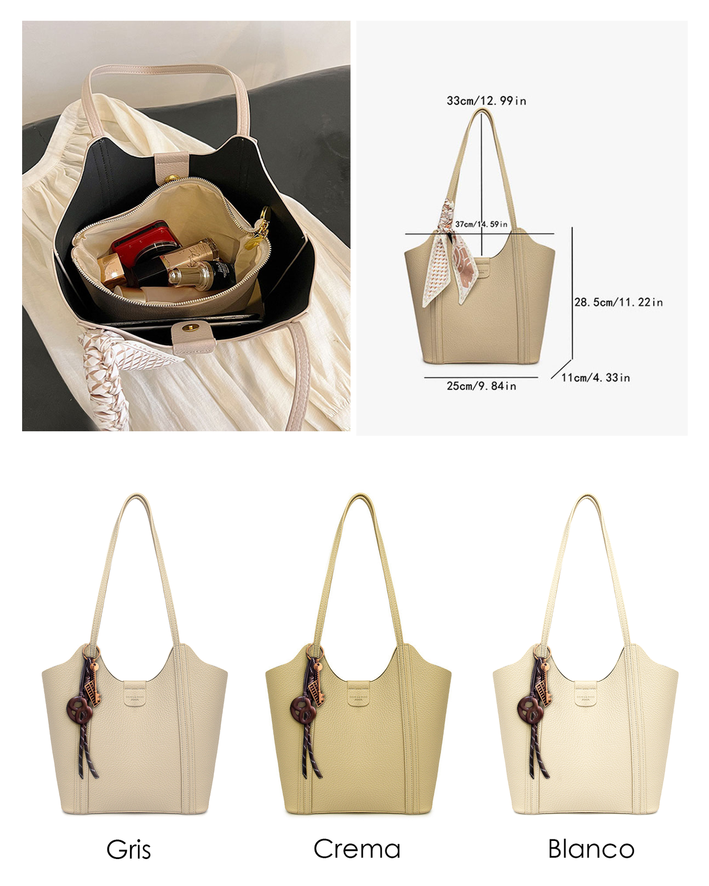 Bolso Tipo Cubo con Lazo Decorativo – Interior con bolsa y Cierre Magnético