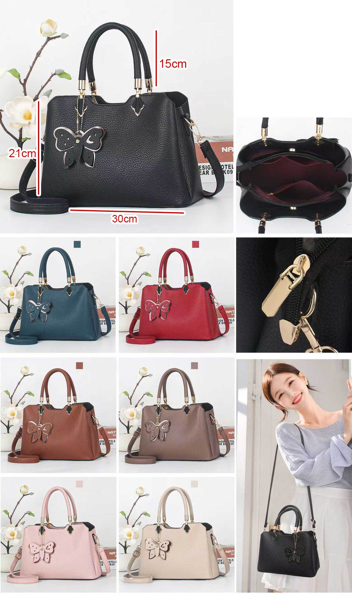 Cartera mediana con llavero mariposa
