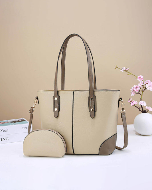 Set de Cartera Grande con Monedero – Diseño Bicolor y Interior Dividido