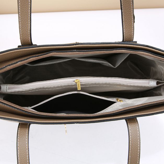 Set de Cartera Grande con Monedero – Diseño Bicolor y Interior Dividido